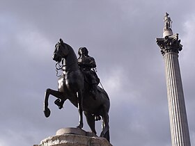 Statue équestre de Charles Ier et colonne de Nelson, Trafalgar Square.