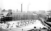 Lavoratori lasciano la fabbrica di Tampella a Tampere, in Finlandia, nel 1909.