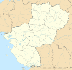 Mapa konturowa Kraju Loary, po lewej znajduje się punkt z opisem „Pontchâteau”
