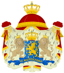 Het wapenschild van Koning Willem II met een wapenmantel