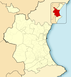 Sagunto/Saguntの位置（バレンシア県内）