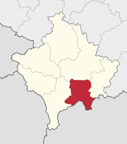 Distretto di Ferizaj/Uroševac – Localizzazione