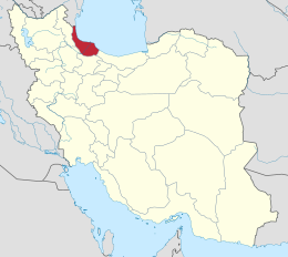 Мапа Ірану з позначеною провінцією Ґілян