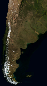 Nasa-Satellietbeeld van Argentinië.