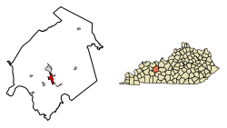 Location of Beaver Dam in Ohio County, Kentucky.