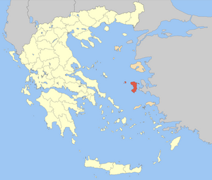 Острів Хіос на мапі Греції