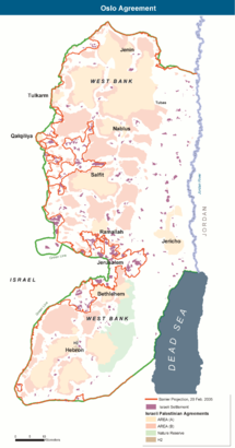 Mapa de Cisjordania.