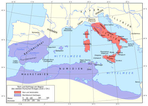 Die Reiche der Römer und Karthager vor dem Zweiten Punischen Krieg