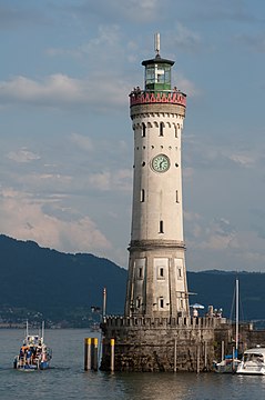 The New Lighthouse on one side of the harbor entrance (Lindau).