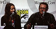Acker with Josh Appelbaum at the Happy Town panel at WonderCo (3 April 2010)