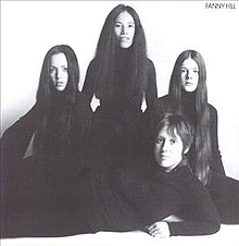 Fanny on the cover of their 1972 album Fanny Hill (clockwise from left: Jean Millington, June Millington, Alice de Buhr, Nickey Barclay)
