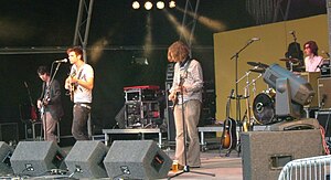 Cherry Ghost performing at Summer Sundae 2007. Left to right: Phill Anderson, Simon Aldred, Jim Rhodes, and Grenville Harrop.