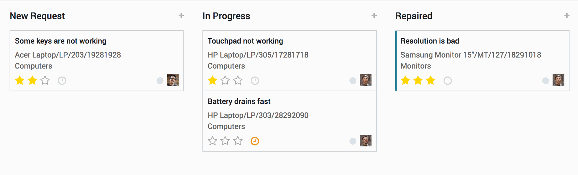 Interfejs zaplecza Odoo Konserwacja ze zgłoszeniami serwisowymi sprzętu