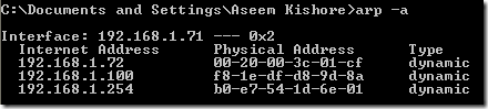 arp -a
