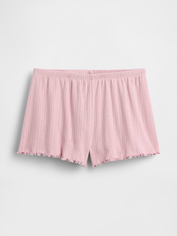 Image number 6 showing, Pointelle Lettuce-Hem PJ Shorts
