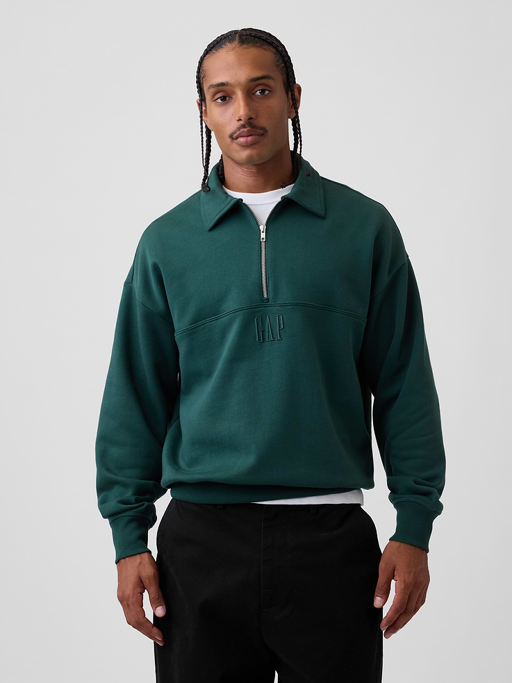 Image number 1 showing, Heavyweight Oversized Logo Half-Zip Pullover