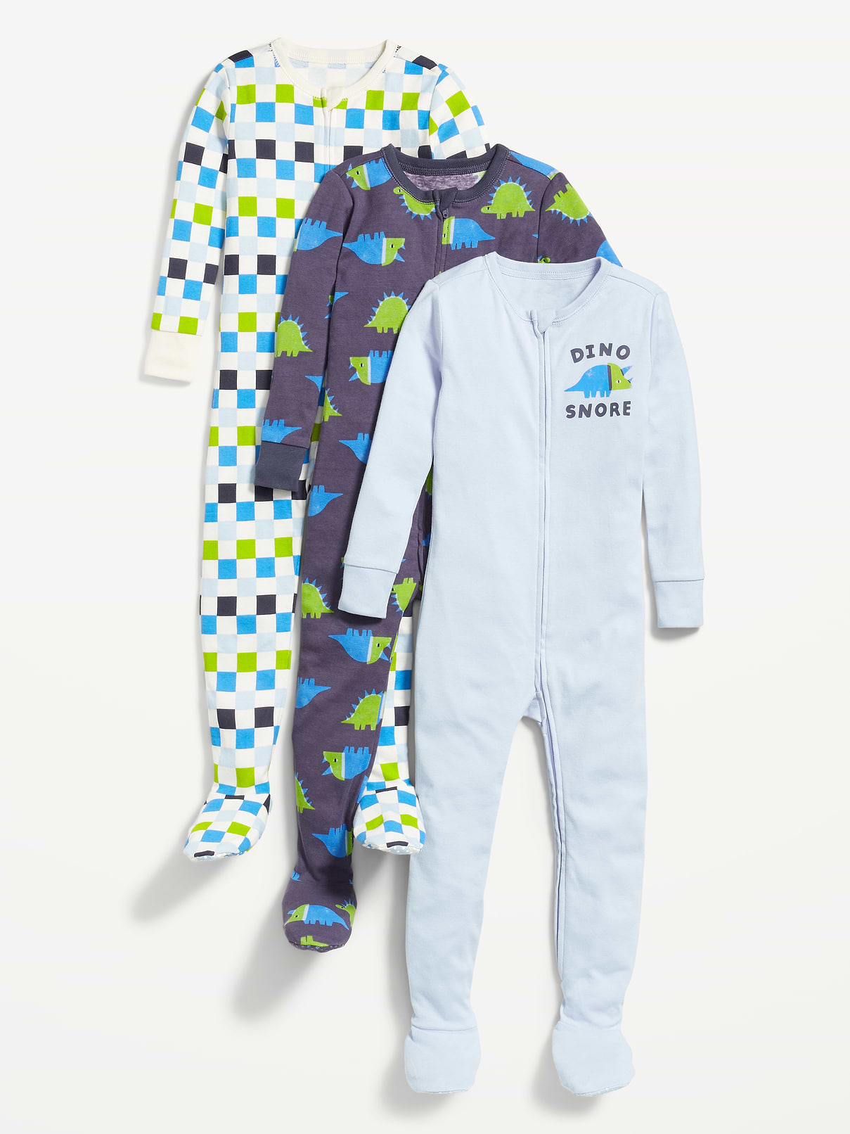 Image number 1 showing, Snug-Fit 2-Way-Zip Pajama One-Piece 3-Pack for Toddler & Baby