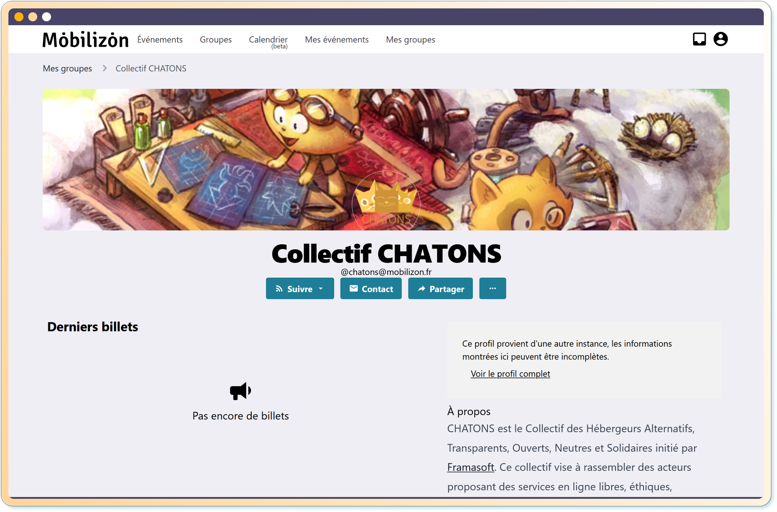 Mobilizon screenshot&nbsp;: Groups
