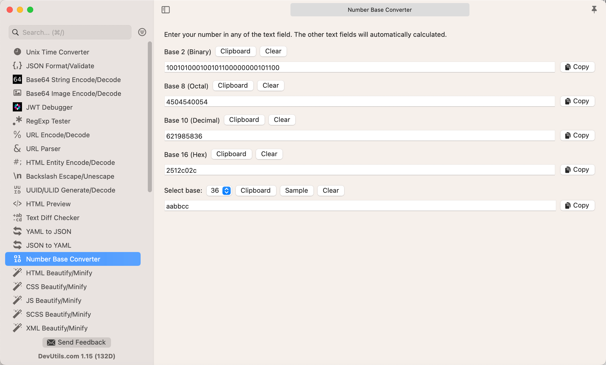 Number Base Converter macOS app